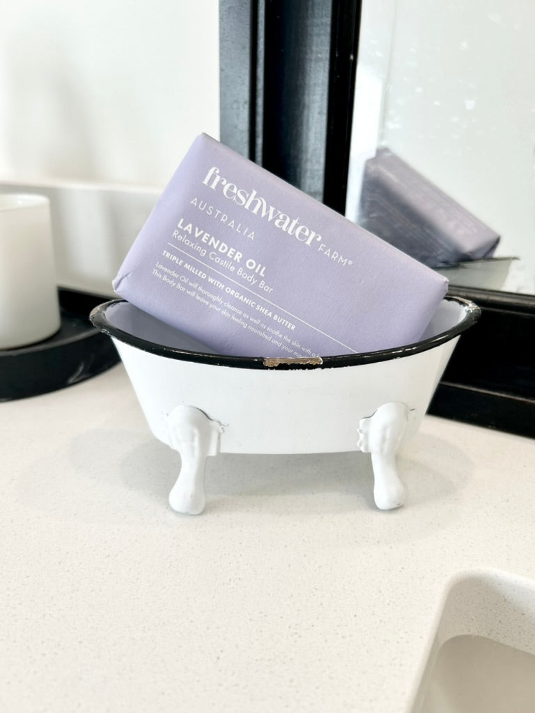 Mini Enamel Bathtub Soap Dish Black