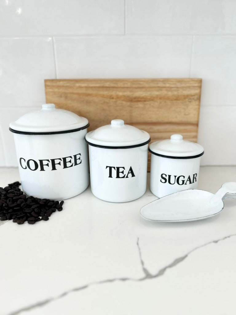 Enamel Set - Coffee, Tea, Sugar