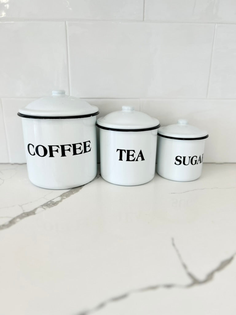 Enamel Set - Coffee, Tea, Sugar