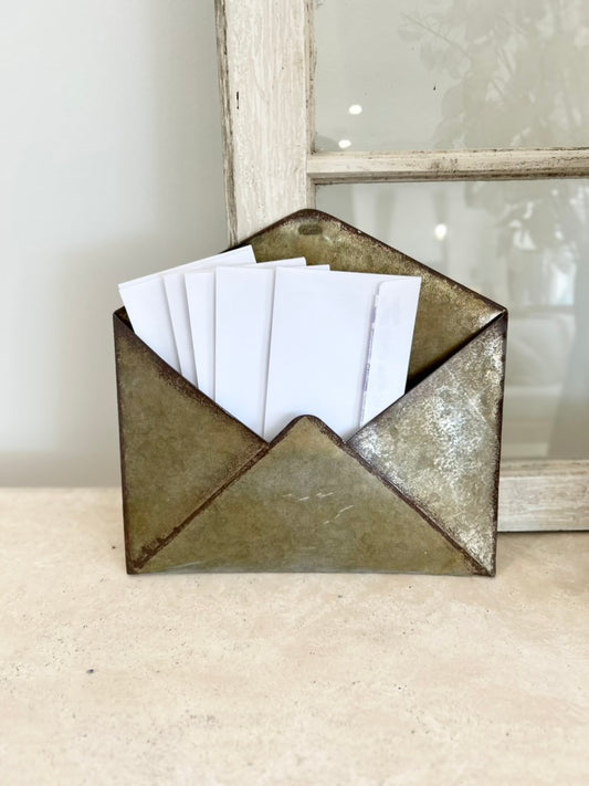 Vintage Galvanized Metal Envelope Pocket