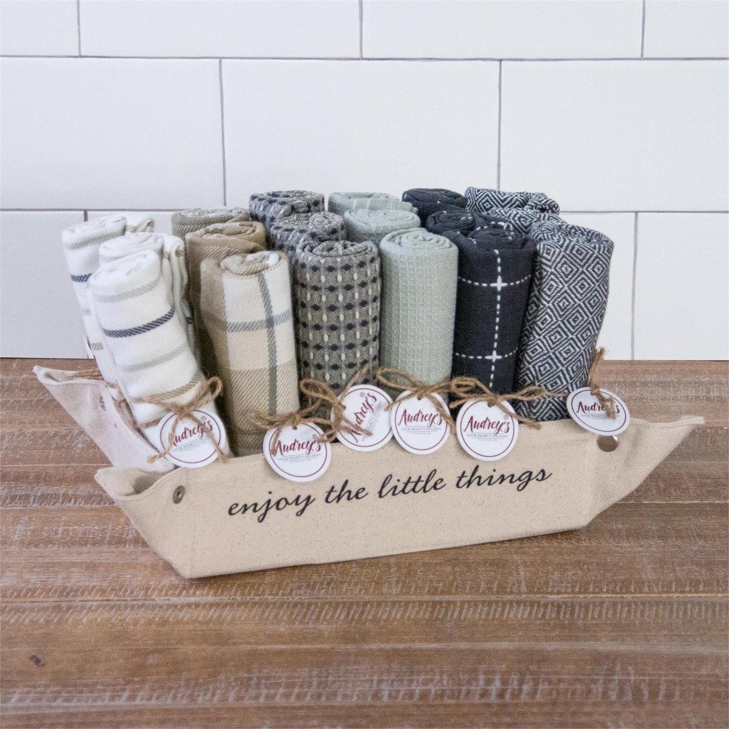 Assorted Greys & Tans Tea Towel