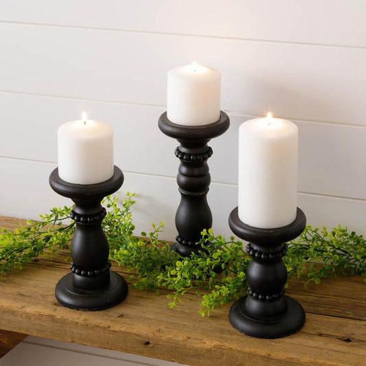 Black Beaded Candle Holders