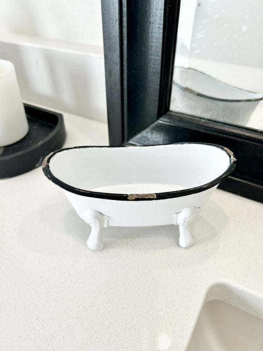 Mini Enamel Bathtub Soap Dish Black